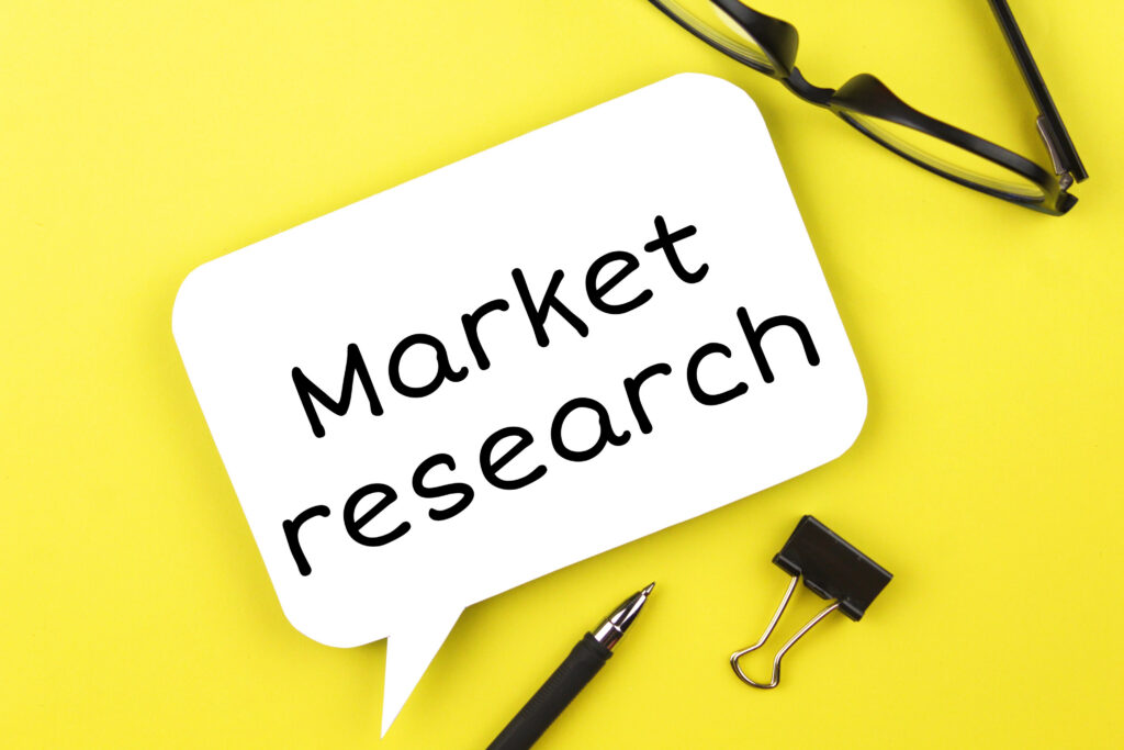 "Market Research" written on a white bubble.